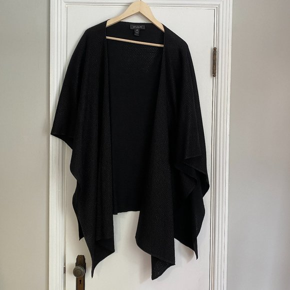 St. John Metallic Black Wrap Sweater One Size